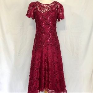 Vintage After Dark Sequin Dress Lace Cocktail